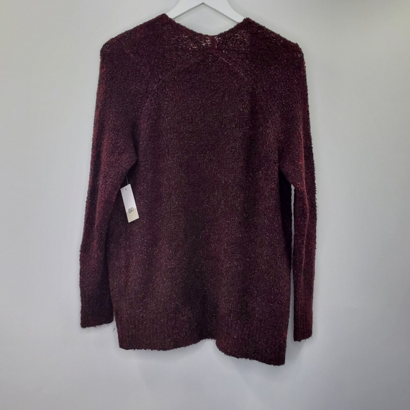 Nordstrom BP Bouclé Draped Cardigan Cozy Knit Burgundy Red Open NEW - Picture 5 of 8